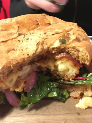 The Mac and cheeze “patty" at Outlawz in Bern