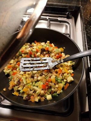 The vegetables to go with the black beans. at Petra Fig Tree Villa in Wadi Musa