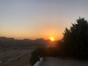 Sunset from the garden at Petra Fig Tree Villa in Wadi Musa