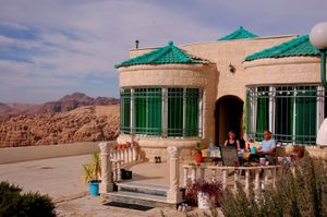 Guests enjoying their breakfast at the terrace of the B&B. at Petra Fig Tree Villa in Wadi Musa
