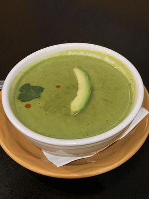 Vegan Poblano soup  at Taxco in Sycamore