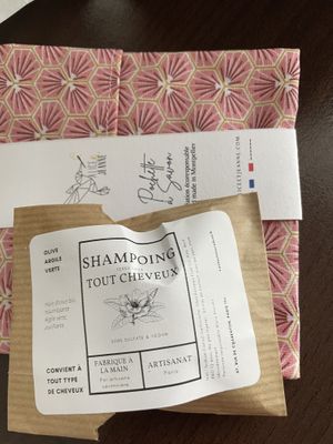 Shampoo and soap wrappers   at Terra Lova in Paris