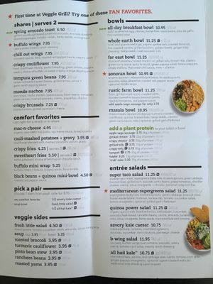 Menu side 1 at Veggie Grill - Wells St in Chicago