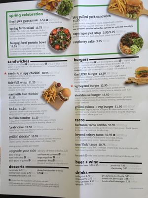 Menu side 2 at Veggie Grill - Wells St in Chicago