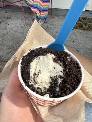 Coconut with Oreo crumbles   at Orange Cycle Creamery in Tarpon Springs