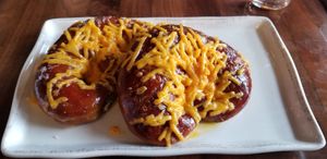 Soft pretzel with cheese at Colter Bay in Buffalo