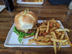 Seasonal Impossible Burger with Fries at Colter Bay in Buffalo