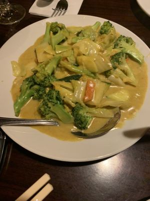 VegeTbles in coconut curry  at Red Lotus Chinese Restaurant in West Yellowstone