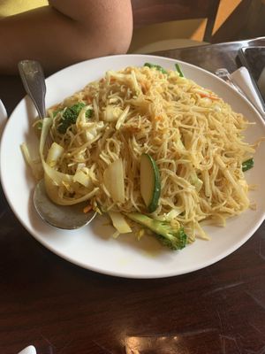 Indian noodles with vegetables in coconut curry  at Red Lotus Chinese Restaurant in West Yellowstone