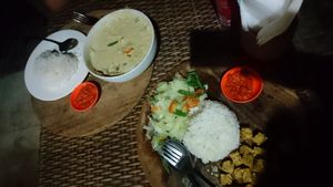 Green curry and nasi campur with tempe at Green Garden in Lembongan