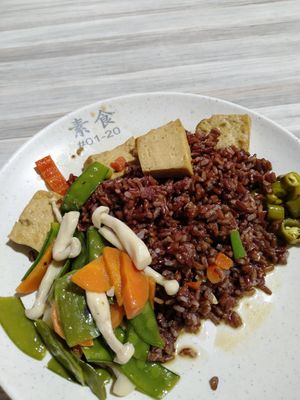 Brown rice, tofu, vegetables $4.10 at Choo Zai Zhai 自在斋 - Old Airport Rd in Central Singapore