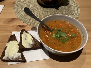 Lentil soup  at Purée Health Bar in Tallinn