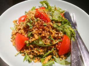 Buckwheat with veggies at Purée Health Bar in Tallinn