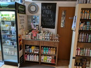 wide array of plant based milks at Organically Speaking in Basingstoke