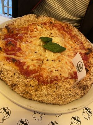La Regina pizza with vegan cheese  at Mister Pizza - Via Pietrapiana in Florence