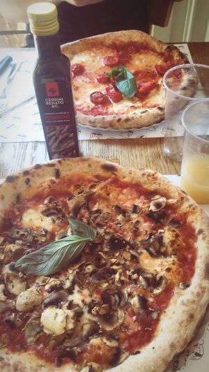 Pizza Funghi with vegan cheese  at Mister Pizza - Via Pietrapiana in Florence