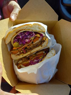All-vegan torta Cubana at Delicias Bakery in Los Angeles