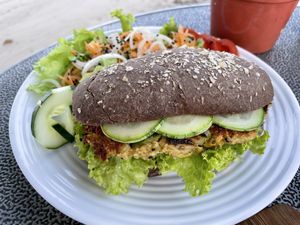 Quinoa vegan burger at Atelie Cafeteria in Rio De Janeiro