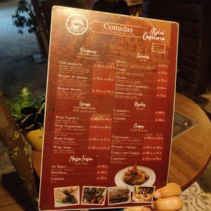 Food menu at Atelie Cafeteria in Rio De Janeiro
