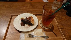 Chocolate cake at Raku Robi Kitchen in Naha