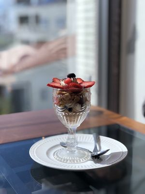 Strawberry parfait at Raku Robi Kitchen in Naha