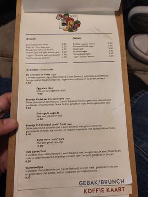 Menu juli 2023 at Koffie Leute Brauhaus in Utrecht