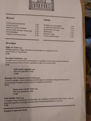 Menu 2020 januari at Koffie Leute Brauhaus in Utrecht