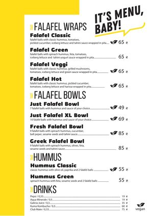 New menu at It's Falafel Baby in Lviv