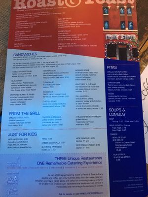 Menu front  at Roast and Toast Cafe in Petoskey