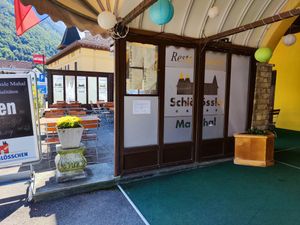 Outdoor seating at Schlössle Mahal in Vaduz