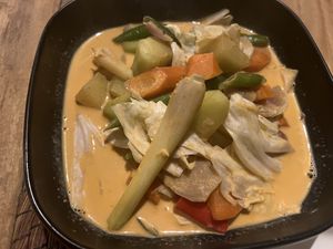  Vegetable curry and rice.   at Monkey Business in San Juan Siquijor