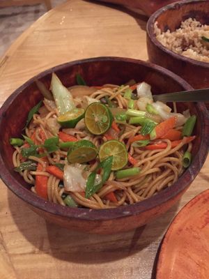 Fried vegetarian noodle  at Monkey Business in San Juan Siquijor
