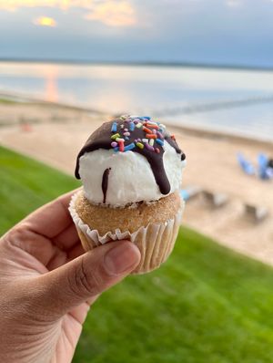 Cherry Sundae cupcake. 🍒 Yum!   at Third Coast Bakery in Traverse City