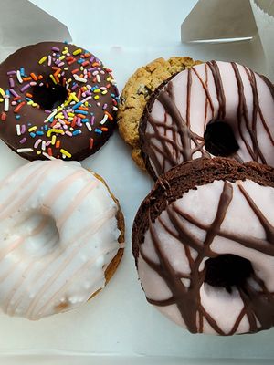 Variety of donuts and chocolate chip cookie at Third Coast Bakery in Traverse City
