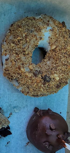 Cookie crumble chocolate donut & cake pop at Third Coast Bakery in Traverse City