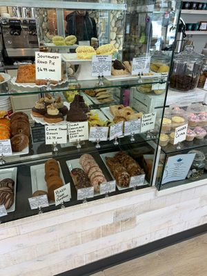 Glass display. The hand pies are new as of March 2020. Fillings change on a daily basis. at Third Coast Bakery in Traverse City