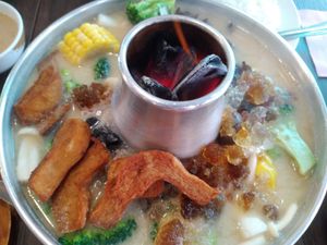 Miso soymilk steamboat at New Fut Kai Vegetarian 新佛界素食 in Central Singapore