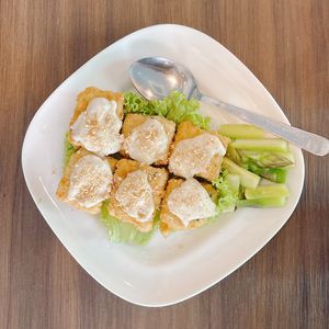 Yuzu sesame crispy tofu (cny dish cost $28) -seasonal item at New Fut Kai Vegetarian 新佛界素食 in Central Singapore