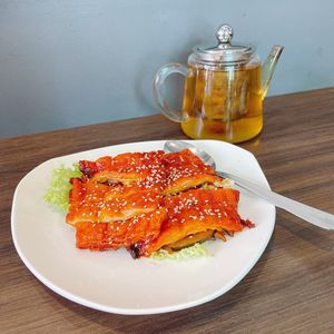 Chef maderoast duck with mushroom ($14) at New Fut Kai Vegetarian 新佛界素食 in Central Singapore