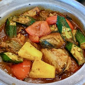 Assam Fish Curry with Vegetables at New Fut Kai Vegetarian 新佛界素食 in Central Singapore