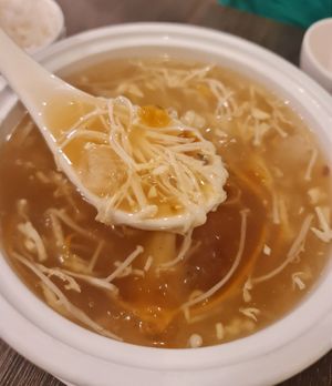 Not recommended.  Peach Gum & Bamboo Pith Sharkfin ~ 3/02/22 at New Fut Kai Vegetarian 新佛界素食 in Central Singapore