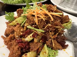 Mala chicken 10/10 must order  at New Fut Kai Vegetarian 新佛界素食 in Central Singapore
