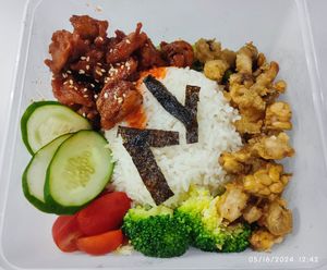 Sweet & Sour Pork bento - takeaway at New Fut Kai Vegetarian 新佛界素食 in Central Singapore