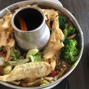 Mushroom hot pot/steamboat at New Fut Kai Vegetarian 新佛界素食 in Central Singapore