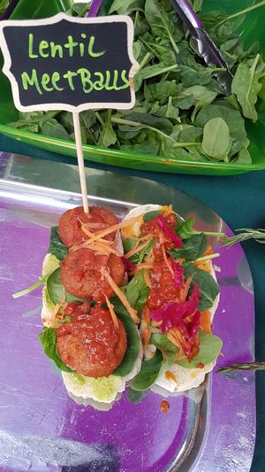 Lentil "Meetballs" at Las Vegans - Food Stall in South West London