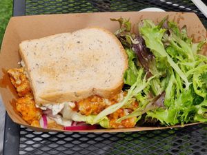 Cauliflower sandwich with BBQ sauce option at goodbeet in Ocean City