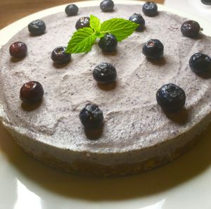 Gluten free blueberry no cheesecake. at Lil Mama's Vegan Kitchen in Paignton