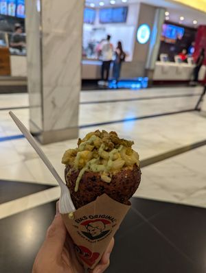 Mac and Cheese Cone at Eva's Original Chimneys in Mississauga