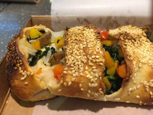 Yummy veggie filled vegan Stromboli  at Kustom Pizza & Subs in Wheaton