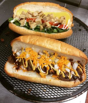 Vegan Chickn Philly Sub and Roast Beef Melt! at Kustom Pizza & Subs in Wheaton